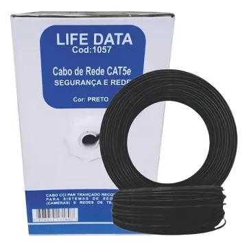 Cabo De Rede Cat5e/T5 Life Data Preto 24 Awg Utp 4 Pares 305mts